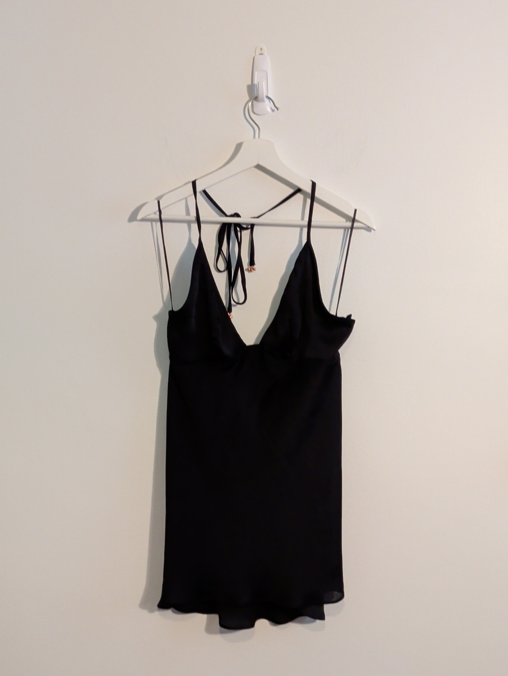 FREE PEOPLE black satin halter top - size medium